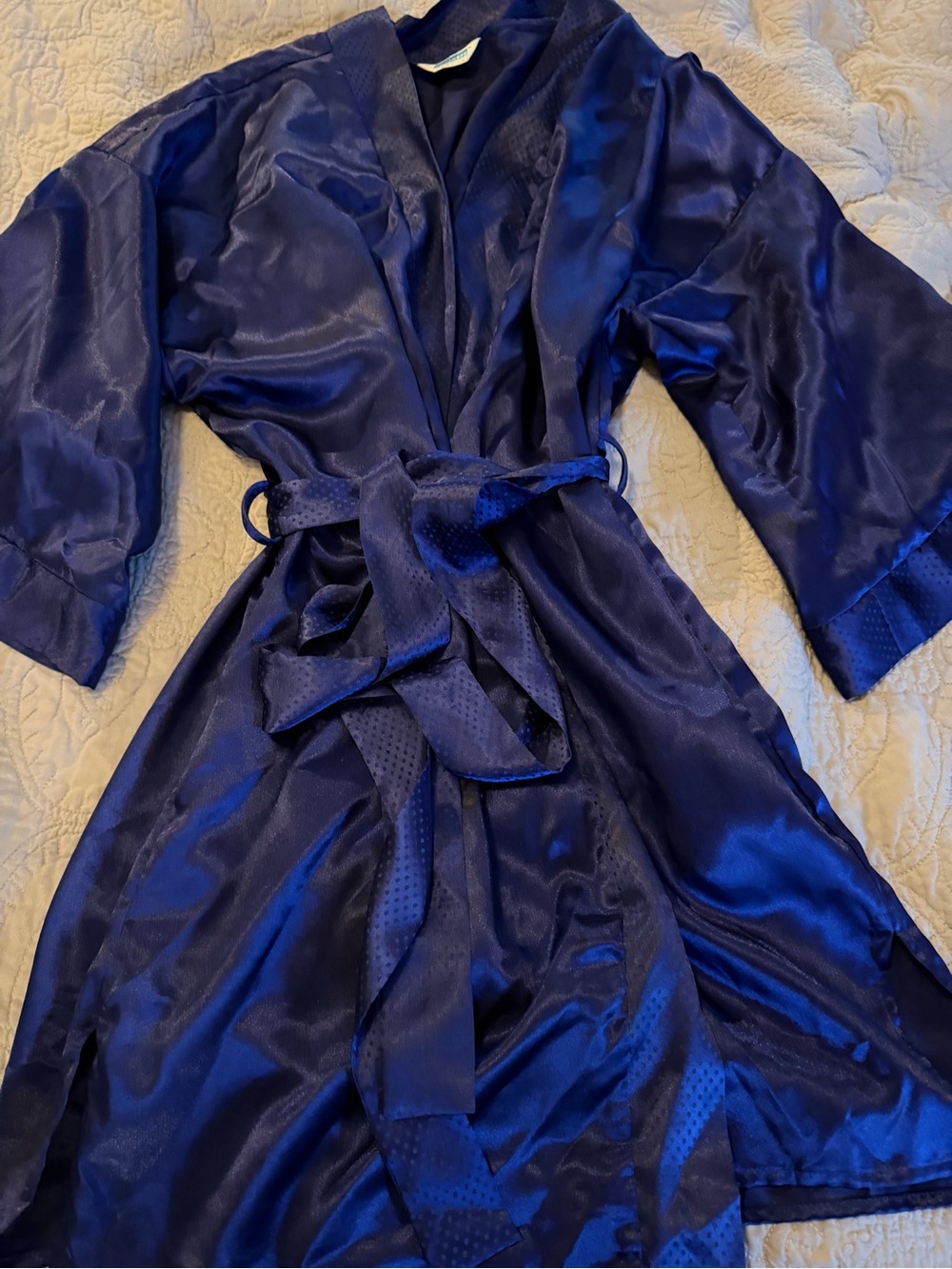 Vtg Partners by Mervyn’s Satin Robe in Deep Navy - Women's Intimates & Sleepwear - Picture 2 of 5
